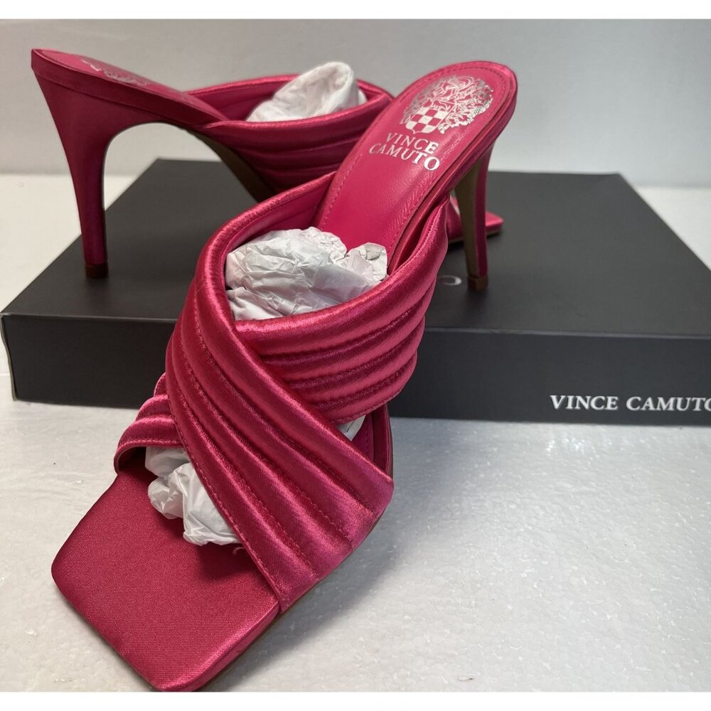 Vince Camuto VC-Sarendie 8M Satin Fuchsia High Heel Sandals HOCO Prom - Picture 6 of 12